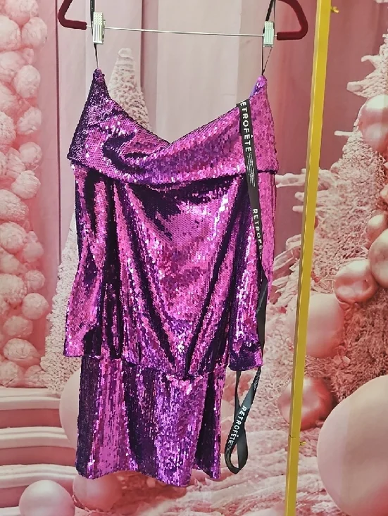 Retrofete Purple Sequin Mini Dress - Picture 6 of 11